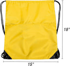 Drawstring Backpack Sports Water Resistant String Bag Sport Gym Sackpack for Women Men Large with Zipper, Yellow