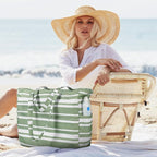 Trifabricy Beach Bags for Women Waterproof Sandproof Women Tote Bag, Large Beach Bag with Zipper for Gym Travel Vocation