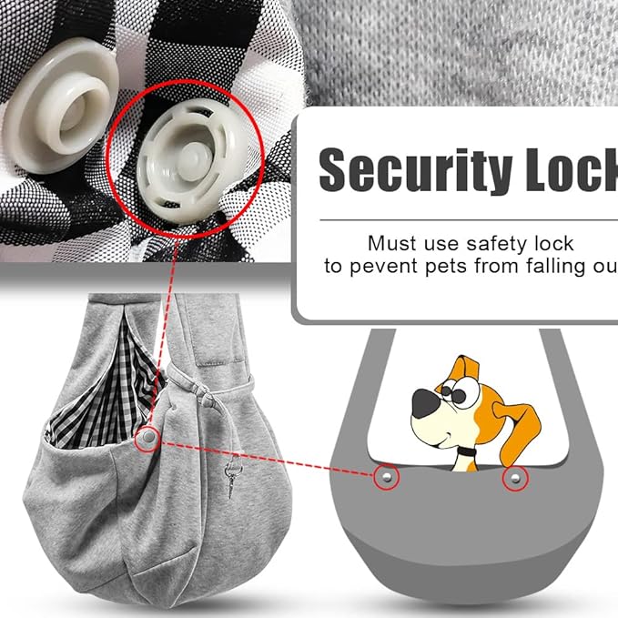 Tomkas Small Dog Cat Sling Carrier Puppy Purse Travel Wrap Soft Crossbody Pet Bag (Gray, M - Classic Pocket & Classic Strap)
