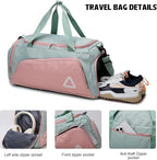 Eslcorri Gym Duffle Bag for Women Men, Sports Backpack with Wet & Shoe Compartment, Fitness Overnight Weekender Bag for Yoga, Swim, Travel (C, Pink)