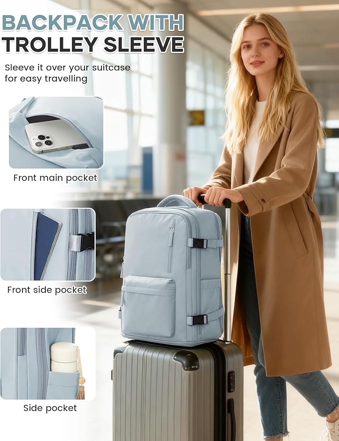 Large Travel Backpack Carry on Flight Approved Airplanes Laptop Work Business Weekender Bag Personal item backpack Backpack for Women Men Mochila de Viaje