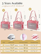 BESBESME Canvas Tote Bag for Women with Zipper & Compartments– Large Work & College Laptop Tote Crossbody Shoulder Bag