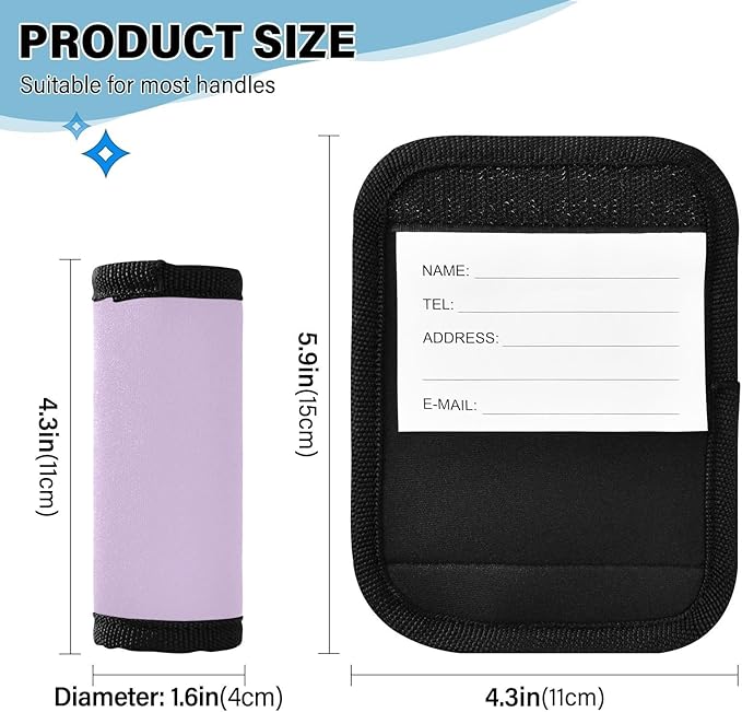 DOMIKING Light Purple Luggage Handle Wraps for Suitcase Luggage Identifier Soft Luggage Tags for Travel Bag Suitcase Luggage Handle Covers Travel Accessories, 4 Pack