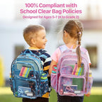 Bagseri Clear Backpack for Girls - 15 Inch Heavy Duty Kids Clear Bookbag for Kindergarten to Grade 2, Transparent School Bag with Reflective Strip, Fits Folders, Pink Tie-dye
