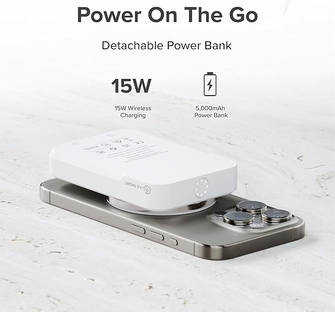Matrix Ultimate 3-in-1 Wireless Charger with 5,000mAh MagSafe Powerbank- Global Edition | Wireless Power Bank | 5000 mAh Power Bank