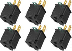 PLUGTUL 2 Prong to 3 Prong Outlet Adapter, Polarized Grounded Outlet Converter, Wall Outlet Plug for Household, Workshops, ETL Listed, 6-Pack, Black