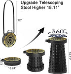 ALEVMOOM Upgraded Telescoping Collapsible Stool with Cushion, Folding Stool with Printing Portable Retractable Foldable Seat Max Load 600lbs for Adults Camping Fishing Outdoor