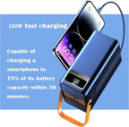 100000mah Power Bank, Fast Charging Portable Charger, with LED Light, with Built-in Cables, 4 Outputs & 3 Inputs, Rechargeable Portable Power Supply for Cell Phones, Random Color