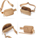 WESTBRONCO Fanny Packs for Women Men, Belt Bag with 4 Zipper Pockets, Fashion Waist Packs, Lightweight Crossbody Bags with Adjustable Strap for Workout/Running/Hiking (Brown)