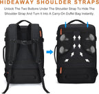Lumesner Carry on Travel Backpacks, Extra Large 40L Flight Approved Bag for Men & Women,Expandable Suitcase Backpack With 4 Packing Cubes,Water Resistant Luggage Daypack Business Weekender Bag, Black