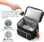 MIYCOO Lunch Bag & Lunch Box for Women Men, Double Deck Leakproof Insulated Soft Large Adult Camping Cooler bag for Work, Beach, Picnic, Travel (Black Orange, 15L)