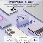 LUCKYDUO Mini Portable Charger for iPhone,5000mAh Ultra Compact Small Power Bank Built-in Phone Holder and LED Light,LCD Display Battery Pack for Travel,Compatible with 14/13/12/11/XR/SE/8/7 Pro Max