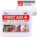 M2 BASICS Mini First Aid Kit Bulk Multi Pack, 10 Pack, 50 per Kit, 500 Total Pieces for Car, Travel, Home & Donations