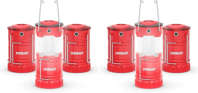 Eveready LED Camping Lantern 360 PRO (6-Pack), Super Bright Tent Lights, IPX4 Water Resistant LED Lanterns for Power Outage Hurricane Preparedness, (Batteries Included)