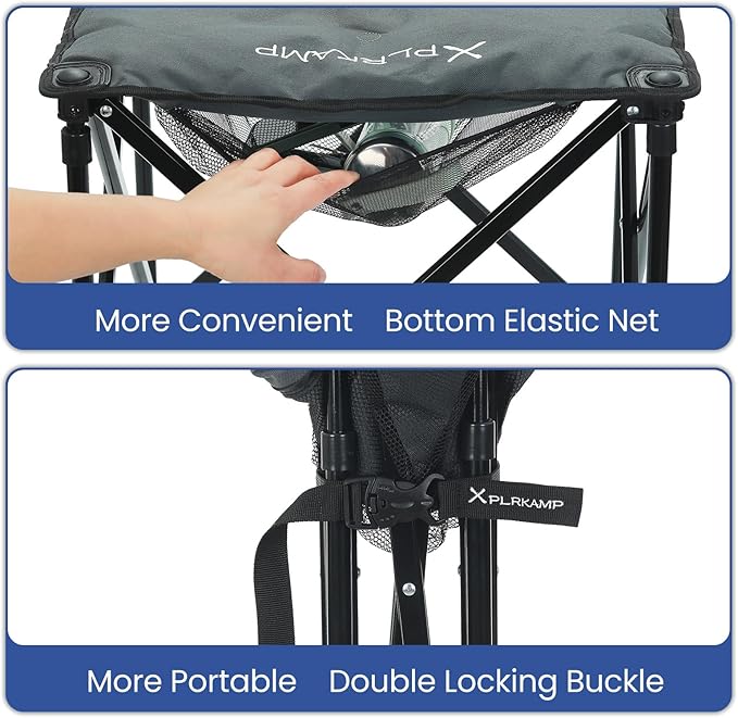 Padded Camping Stool, 18 Inch Oversized Camping Foot Rest, 500lb Outdoor Folding Camp Chair Portable Camping Ottoman for Camping Gardening w/Storage Net, Carry Bag (1, DarkGreen)
