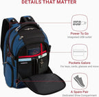 SwissGear Travel Tech Elite Laptop Backpack – Fits Laptops up to 16” – ScanSmart TSA-Friendly Backpack with USB Port, Shoe Compartment & Organizer Pockets – Blue/Black