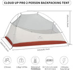 Naturehike Cloud-Up Tent Lightweight Backpacking Tent with Footprint - Free Standing Ultralight Camping Hiking Backpack Tents