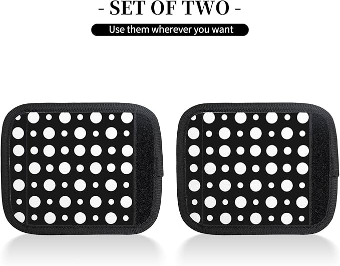 Black and White Polka Dot Print 2 Pack Luggage Handle Wraps for Suitcase Neoprene Travel Bag Handle Cover/Tags/Identifiers/Marker/Grips Travel Accessories for Airplane