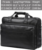 seyfocnia Leather Laptop Bag, Men's 15.6 Inche 17.3 Inche Messenger Briefcase Business Satchel Computer Handbag Shoulder Bag