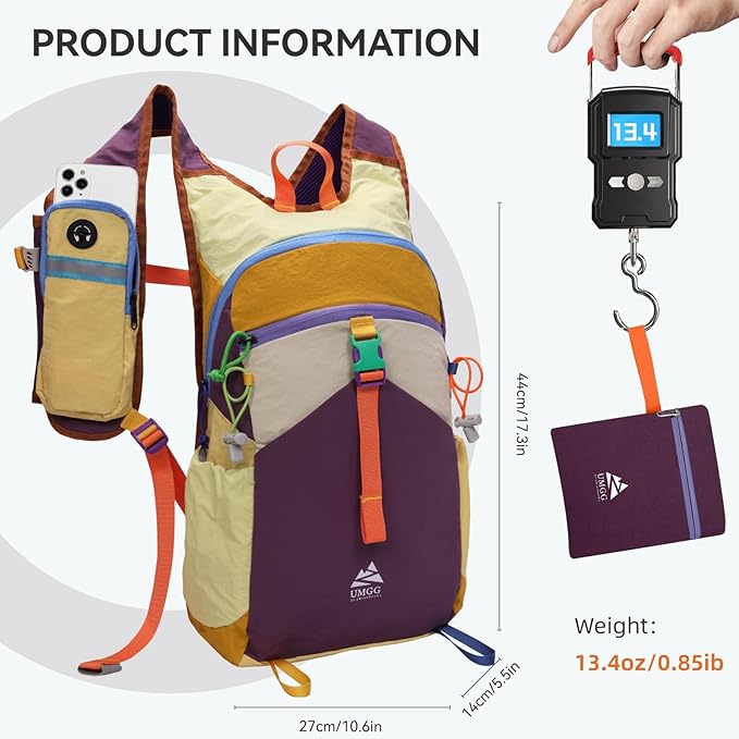 15L Small Hiking Backpack Travel Daypack Colorful Lightweight Packable Foldable Casual Backpack for Women Men