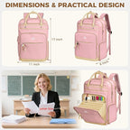 MATEIN Lunch Backpack for Women, Teacher Backpack with Lunch Compartment Detachable, Fit 15.6 Inch Laptop, College Computer Backpacks Meal Prep Work Bag Gift for Nurse Commute Office, Pink