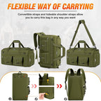RAINSMORE 3 in 1 Gym Bag for Men, 45L Large Sports Duffle Bag with Shoe Compartment and Wet Pocket, Water-Resistant Tactical Backpack Carry On for Travel, Workout & Military Gear, Green