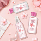 Bath and Body Travel Gift Set, 3pcs Travel Size Shower Gel Body Lotion Fragrance Mist Christmas Birthday Gift TSA-Friendly for On-the-Go Self-Care (3PCS, Japanese Cherry Blossom)