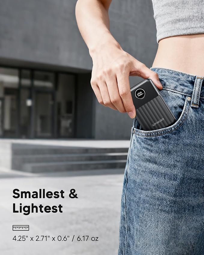Portable Charger,Ultra Slim 10000mAh 22.5W Power Bank,USB C in/Output Fast Charging Mini Battery Pack Compatible with iPhone 17 16 15 14 Samsung S23 S22 S21 Google iPad etc (Black)