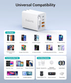 2026 Updated 40W Retractable Charger,4Port Travel Essentials Multiport,5-in-1 PD Wall Charger Block Plug+2.6ft Type C Cables, Fast Phone Charging Foldable Brick for iPhone 17/16/15 Pro Max,Galaxy