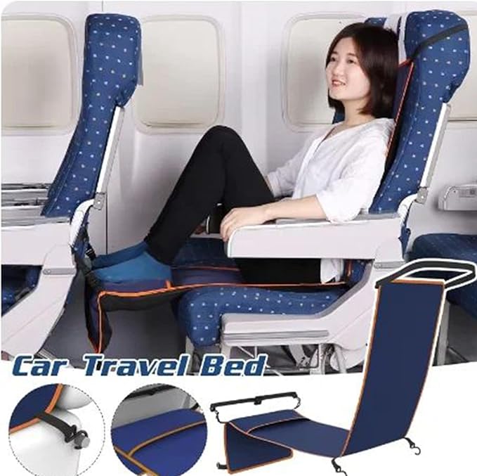 Airplane Foot Hammock for Adults, Portable Travel Foot Rest Hammock and Seat Extender, Travel Footrest Seat Extender Mat for Plane, Bus,Train, Foldable Relaxing Mat for Long Trips, Sleeping, Resting