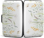Credit Card Holder, Mini Aluminum Card Wallet RFID Blocking Slim Metal Hard Card Case for Women Men, Butterfly Flowers
