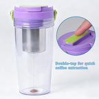 Portable Coffee Maker Mug for Travel,Mini Espresso Coffee Machine,20 oz Thermos Cup with Lid Fast Extraction Electric Filter Brewer,Insulated Stainless Steel Tumbler(Green)