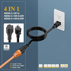 (3Feet) NEMA 5-15P Extension Cord, Plugrand NEMA 5-15P to 5-15R/ 5-20R/ 6-15R/ 6-20R AC Adapter Cord, 12AWG 15 Amp to 20 Amp T Blade Adapter Cable, 15A 125V to 20A 250V Extension Cord