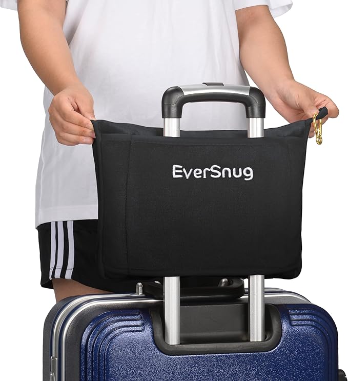 EverSnug Travel Blanket and Pillow Value Bundle - 2 in 1 Airplane Blanket with Soft Bag Pillowcase, Hand Luggage Sleeve and Backpack Clip | Color Includes Black & Grey