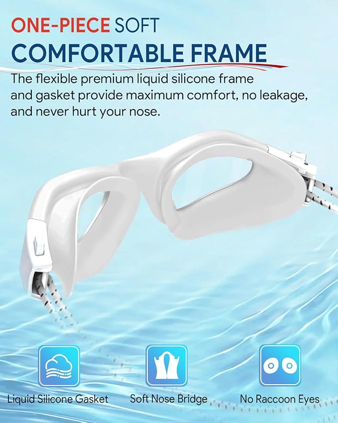 Swim Goggles, Polarized Adult Swimming Goggles Bungee Strap No Hair Pulling Anti-fog Pool Goggles for Men Women