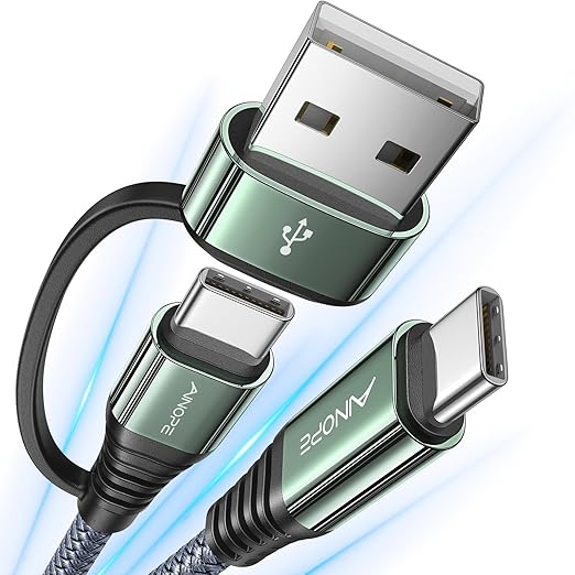 AINOPE USB C to USB C Cable, 2 Pack 6 FT USB C Cable Fast Charging with USB to USB C Adapter, 60W USB to USBC Cable for iPhone 17 Pro Max Air Type C Cable for iPhone 16/15/14/13/12, Grey