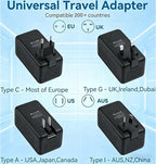 Upgraded 2000W Voltage Converter US to Europe for Hair Dryer, 220V to 110V Power Converter Adapter Combo with 1 USB A & 3 Type C, Converter European Travel Converter for 200+ Countries (Black)