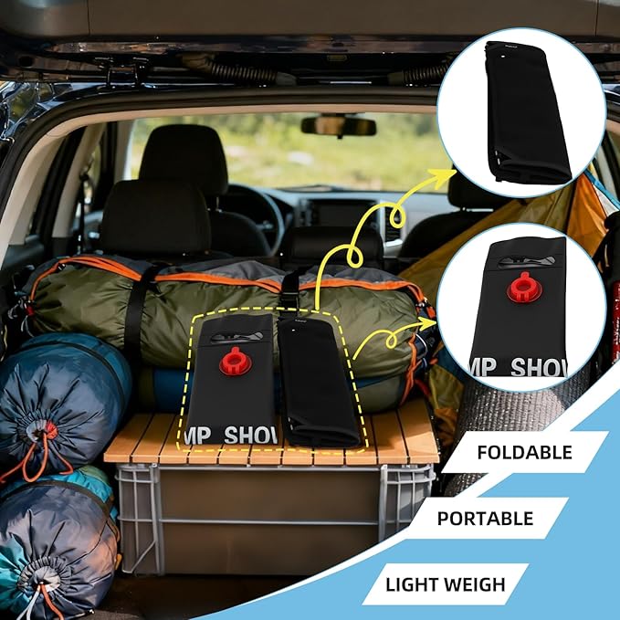 Solar Camping Shower Bag 1/2set and1+ Set 5 Gallon Portable Camping Showers Bag with Adjustable Switch Removable Nozzle for Camping Hiking Beach Swimming Outdoor Activities