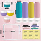 Travel Bottles for Toiletries, Leakproof Silicone Squeezable Cosmetic Liquids Bottles in Travel Size with Clear Bag, TSA Approved Refillable Cosmetic Container Kits for Shampoo and More