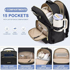 Focdod Laptop Backpack for Women Bookbag: 15.6 inch Work Backpacks with Pouch Pocket for Large Capacity Cup & USB Charger College Book Bag Travel Business Nurse Teacher Bookbags Anti-theft Back Pack