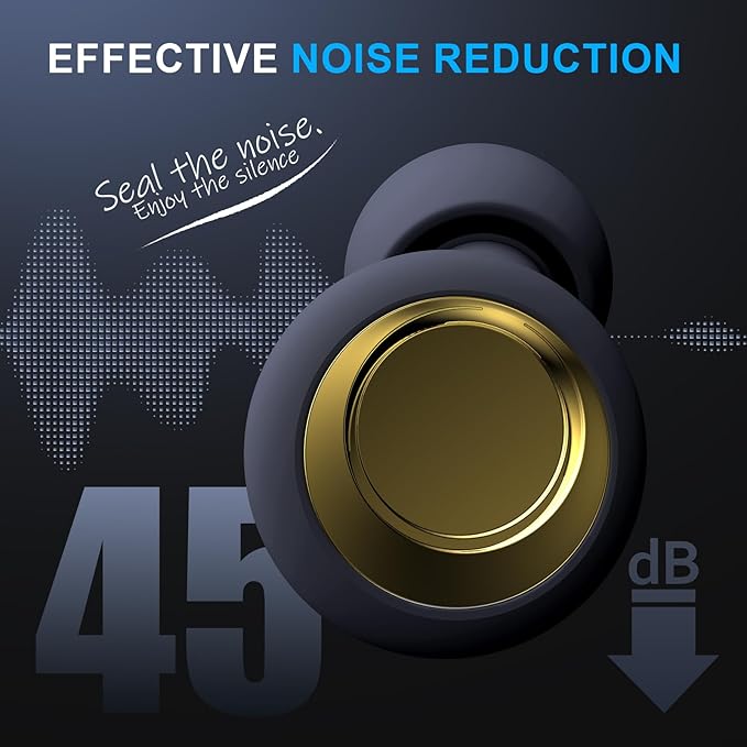 Ear Plugs for Sleeping, Ultra Soft & Reusable Silicone earplugs | Customizable Fit | 25-30dB (SNR) Noise Reduction, Hearing Protection with 8 Tips for Sleep, Travel, Sensitivity, Deep Focus, Gold
