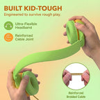 ADOOPE Wired Kids Headphones with USB C Plug, 85dB Safe Volume, Adjustable Headband, Tangle-Free Cord Headphones for School, Tablet, Travel (Lime Green & Orange, Without Microphone)