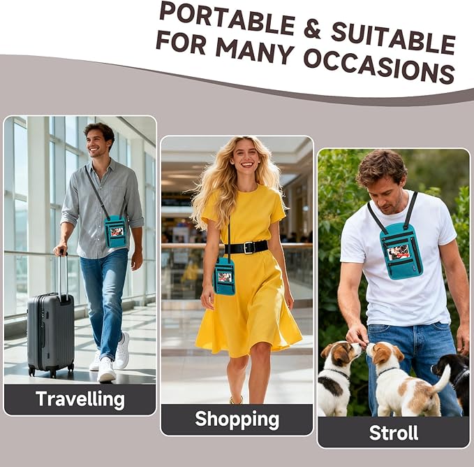 Neck Wallet,Travel for Passport Holder Neck Pouch Wallet RFID Blocking Men Women with Adjustable Neck Strap