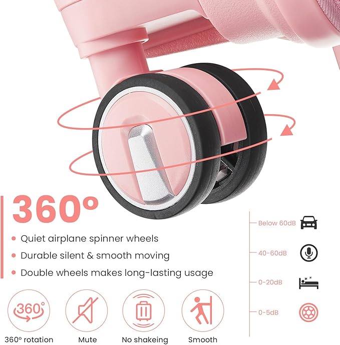 4 Piece Luggage Set, Hardside Expandable Lightweight Suitcase with 360° Mute Spinner Wheels Luggage Sets, TSA Lock, 14/20/24/28 Inch Travel Luggage for Men, Women and Girls (Pink 3)