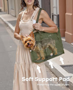 Pecute Dog Purse Carrier, Dog Carrier with Pockets for Small Dogs, Fits Dogs 5 lbs to 9 lbs, Cat and Puppies Tote Bag, Outing, Travel, Vet, Green