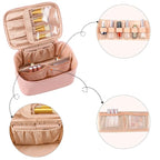 OCHEAL Pink Makeup Bag,Travel Makeup Organizer Bag, Large Capacity Cosmetic Bags For Women Large Travel Toiletry Bag Girls Traveling With Brush Slot And Divider
