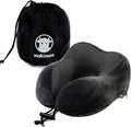 Memory Foam Travel Pillow, Neck Pillow with 360-Degree Head Support, Comfortable and Lightweight, Ideal for Sleeping on Airplane, Car, Train, Bus and Home Use, Comes with Storage Bag (Grey)