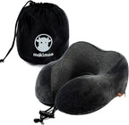 Memory Foam Travel Pillow, Neck Pillow with 360-Degree Head Support, Comfortable and Lightweight, Ideal for Sleeping on Airplane, Car, Train, Bus and Home Use, Comes with Storage Bag (Grey)