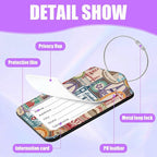3 Pack Retro Travel Stamp Luggage Tags for Suitcase Travel Stickers PU Leather Luggage Tag Privacy Cover ID Label for Women Men Baggage Backpack Handbag School Bag