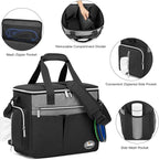 Dog Travel Bag for Pet Kit for Supplies with 2 Food Storage Containers 2 Collapsible Bowls 1 Feeding Mat 1 Dog Treat Pouch 7-Piece Set Perfect Road Trips Camping Weekend or Doggy Gift, Black